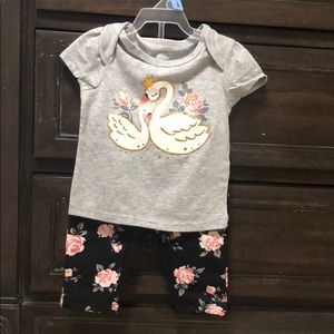 Swans and Floral Two Piece Set